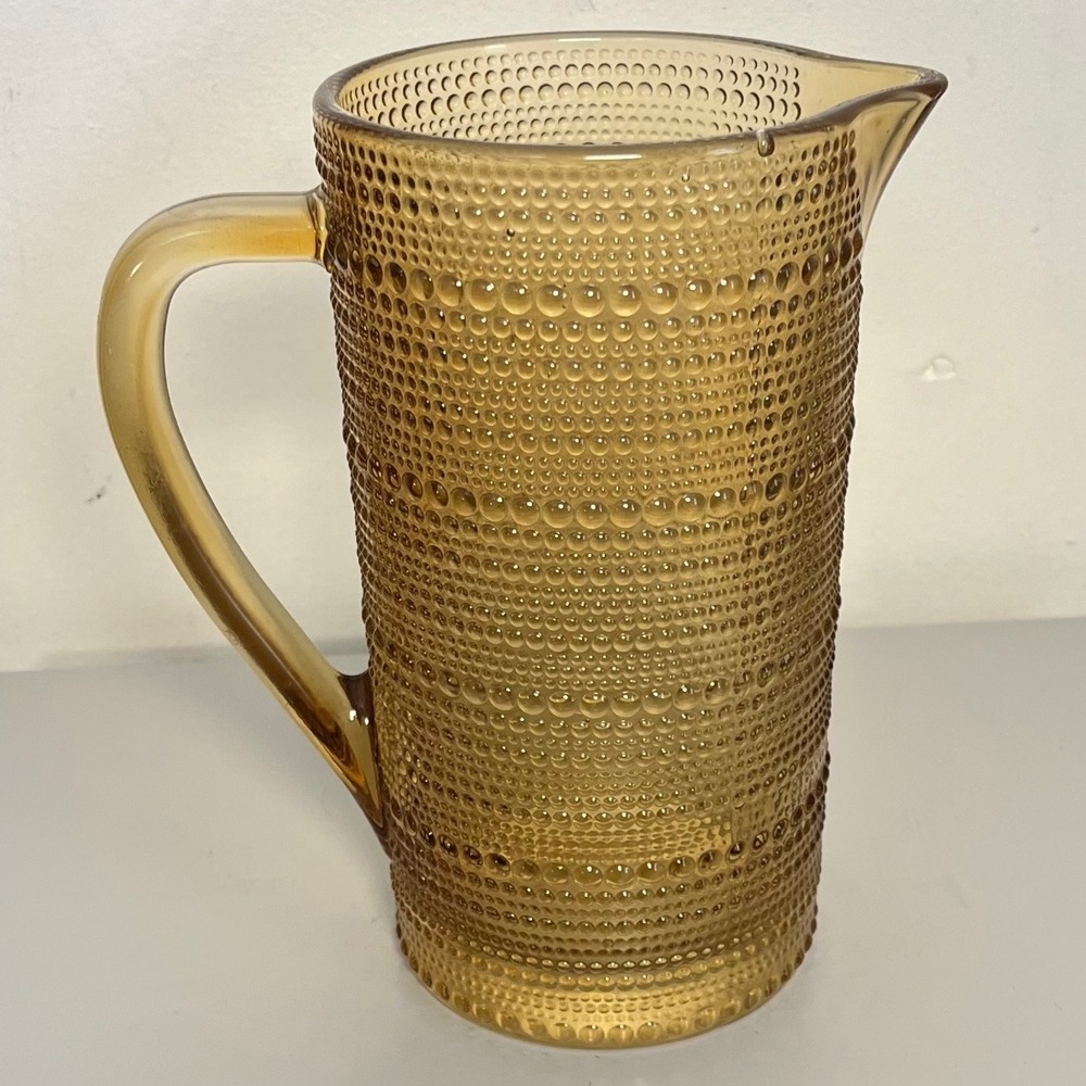 RARE Vintage Core‎ Home Bubble Pitcher Honey Amber Glass 32oz